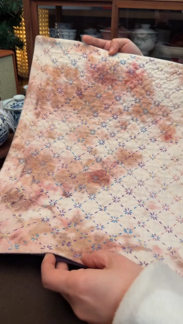 【闪购商品】织绣Cici手作刺子绣植物染柿染茶席-123