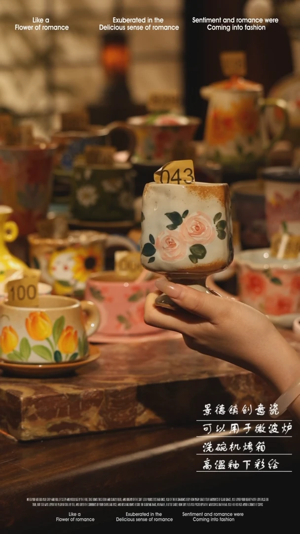 陶瓷043景德镇高温手绘釉下彩设计师款式