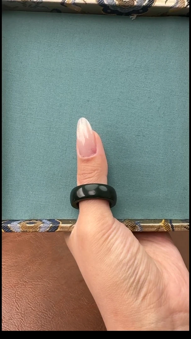 未镶嵌戒指和田玉（青玉）塔青戒圈19