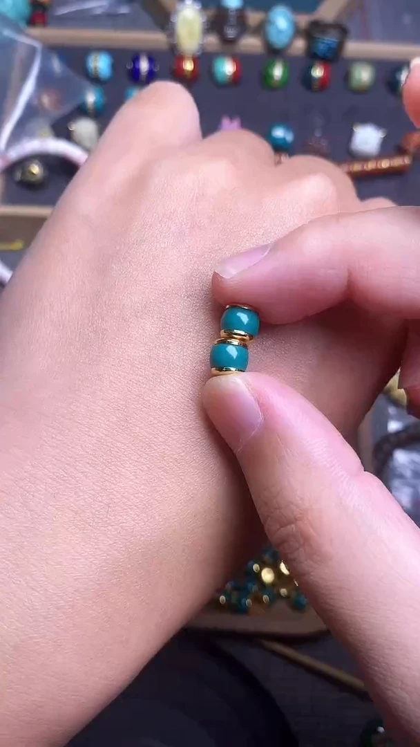 手工艺品琉璃精工镶嵌老油绿汉堡卡6+mm 一对发