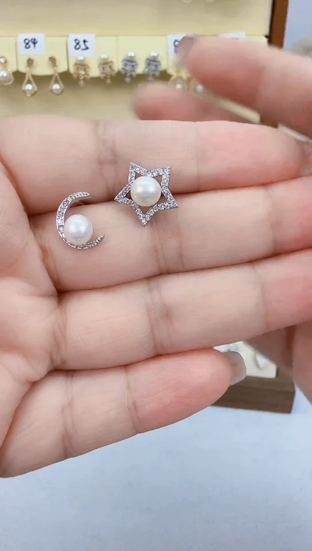 未镶嵌耳饰淡水珍珠银