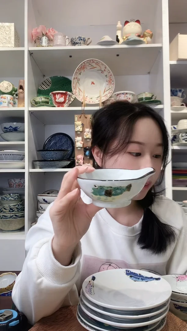 陶瓷【微瑕】九谷河豚单耳碗