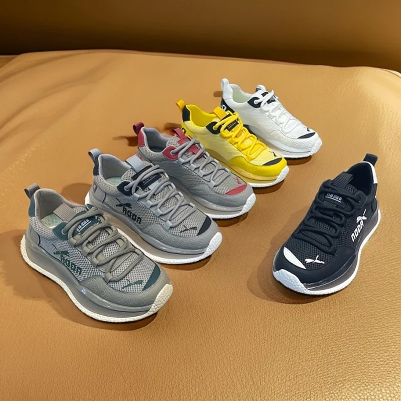 25年新款E826时尚网面鞋透气春季平跟潮男运动鞋舒适夏季百搭男鞋