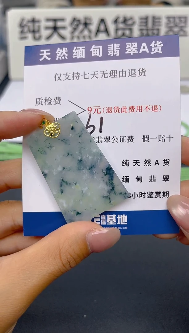 颈饰18K金镶嵌翡翠纯天然缅甸翡翠A货