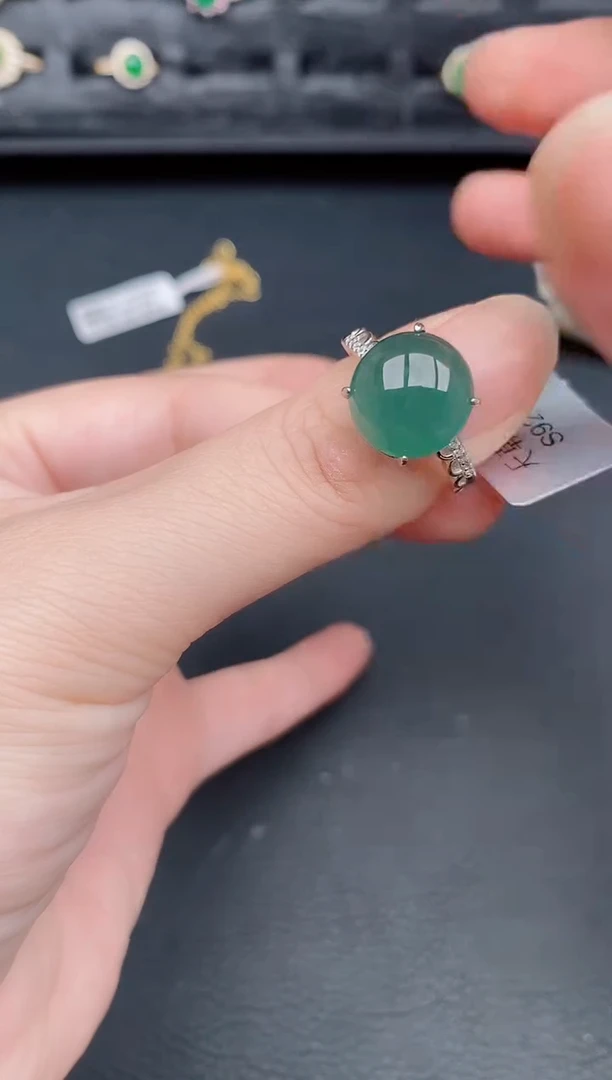 银S925镶嵌戒指翡翠天然a货翡翠220