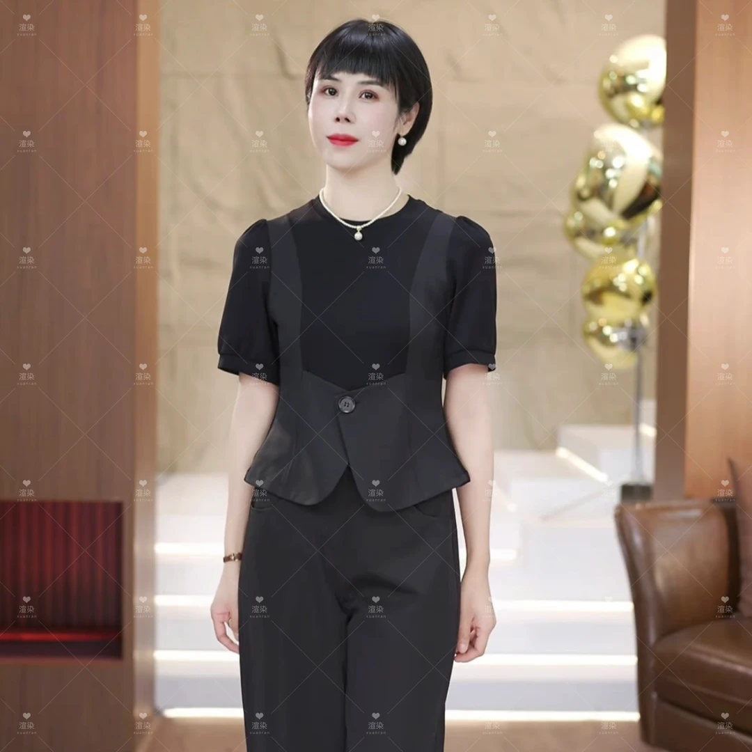 【渲渲推荐】QQ-5191夏季简约减龄收腰纽扣小衫