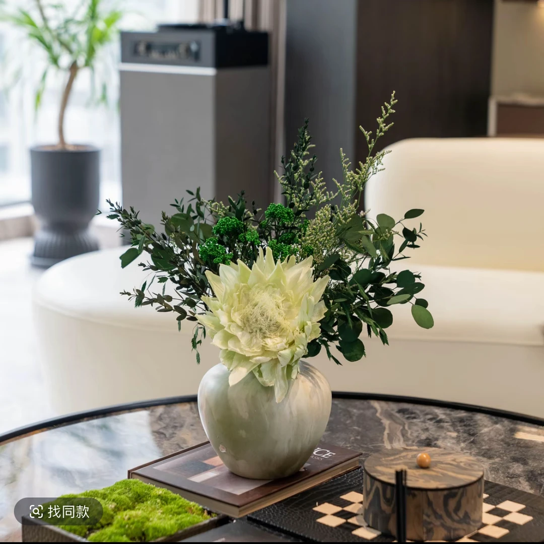「清风明月」客厅茶几台面永生花家居摆件能放3到5年的真花！