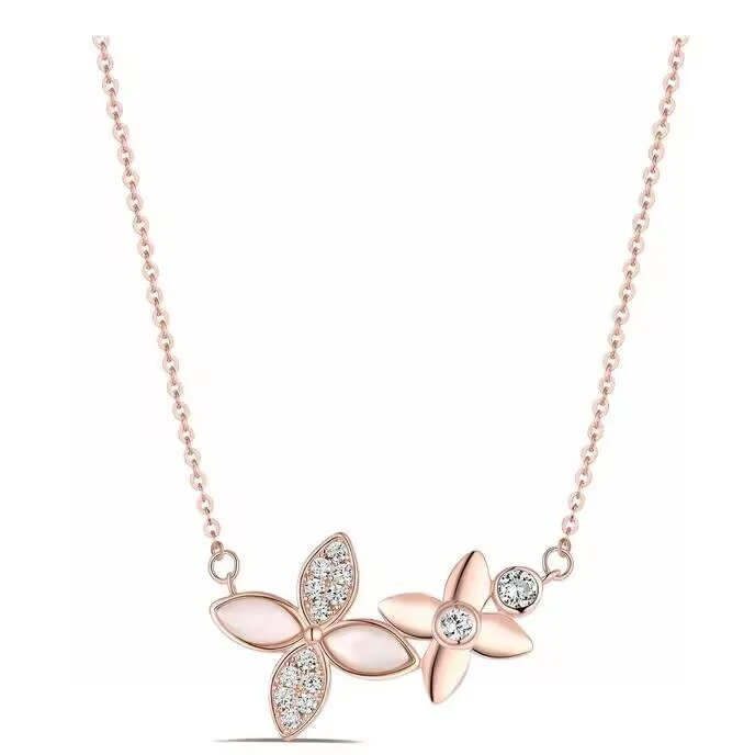 铜合金项链 《货号6054》双花项链（链长40+8）