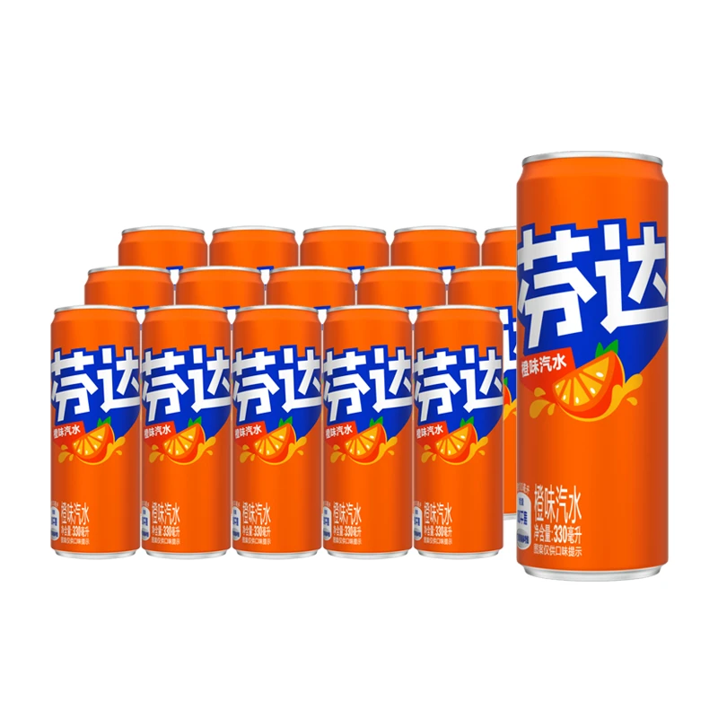 可口可乐 芬达橙味碳酸饮料汽水 摩登罐330ml*15罐 包装随机发