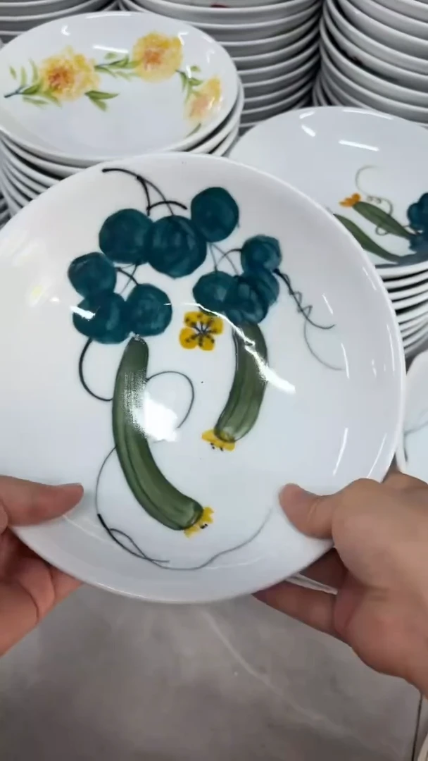 瓷片瓷片瓷片景德镇高温釉中彩-圆深盘12