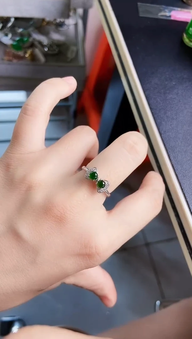 翡翠戒指银S925镶嵌546898