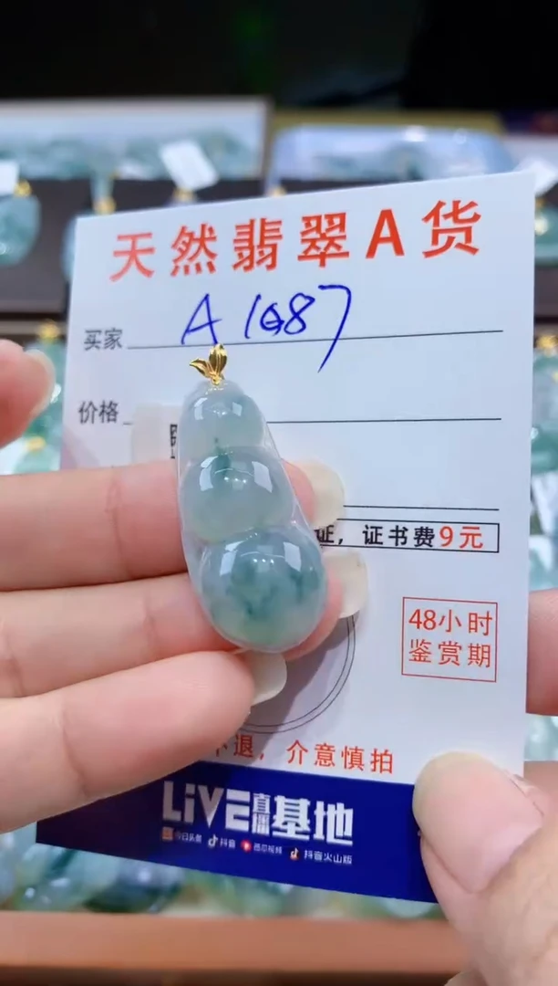 颈饰18K金镶嵌翡翠天然翡翠A货挂件