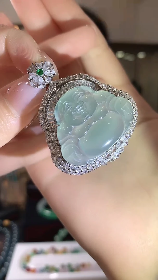 翡翠银S925镶嵌吊坠(不含链)翡翠