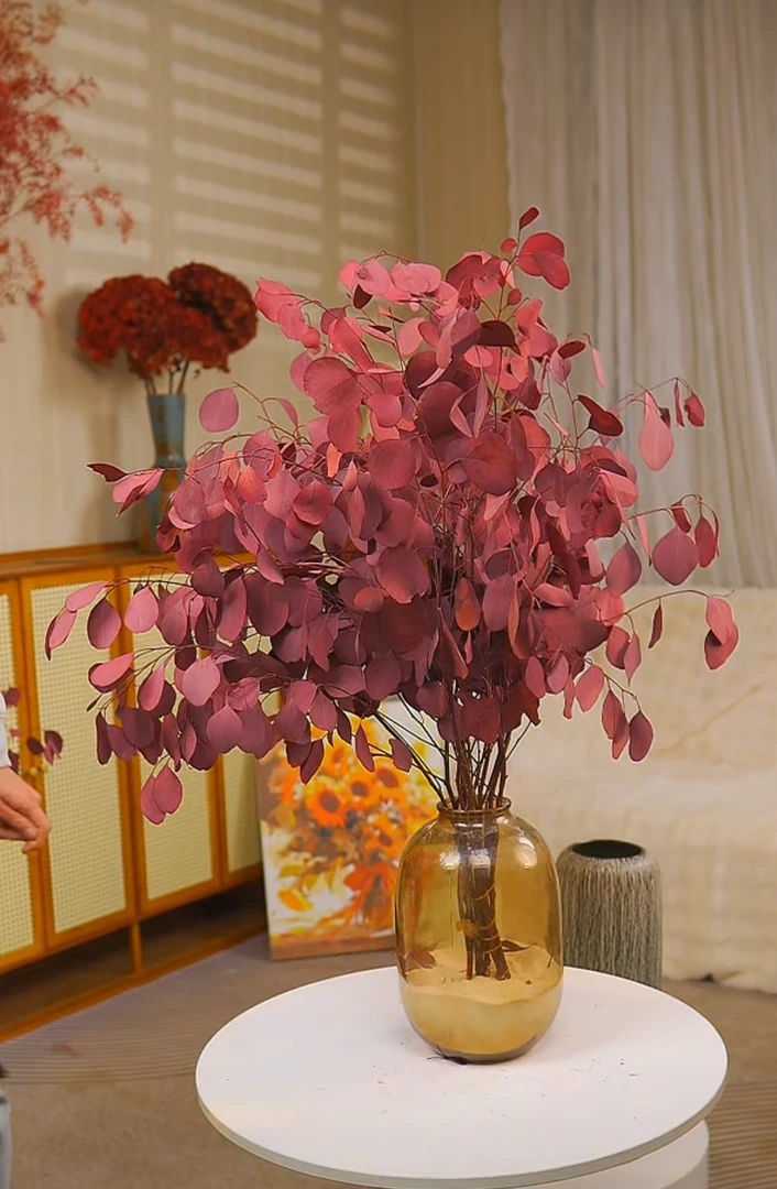 桌面款[酒红色]苹果尤加利叶花材长期摆放高端家具软装鲜花