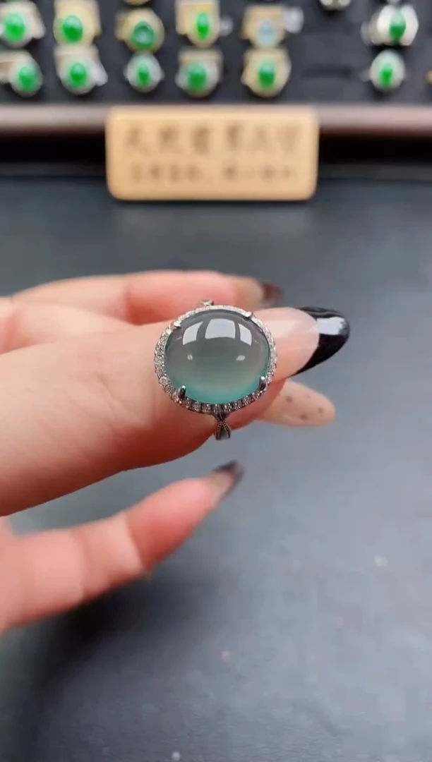 银S925镶嵌戒指翡翠1