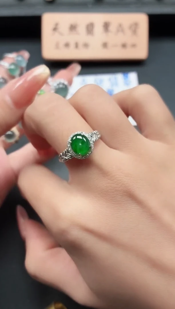 银S925镶嵌戒指翡翠11
