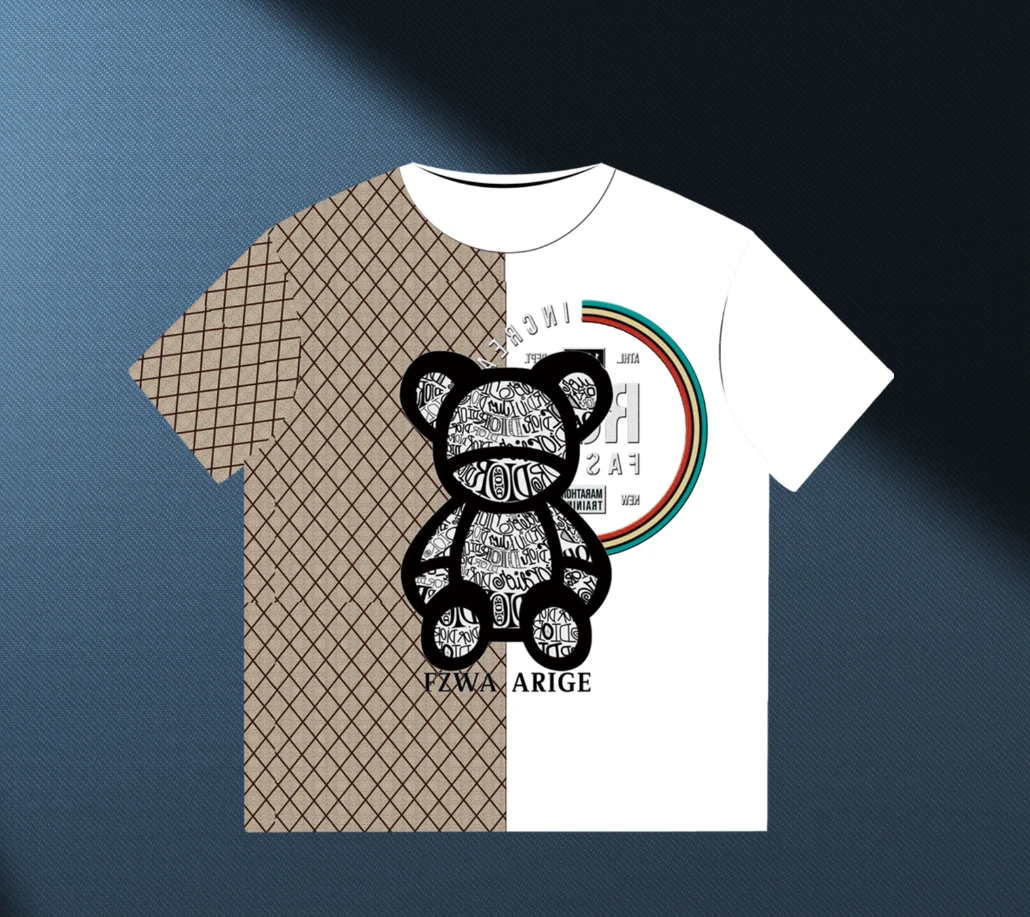 2025新款女装圆领大版短袖，潮流百搭款洋气个性 8301款印花T恤