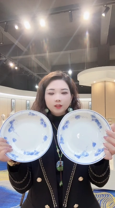 盘陶景德镇高端陶瓷盘子两个装