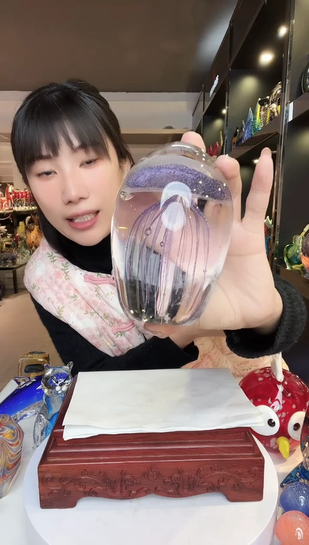 【闪购商品】茶盏主播福利手工琉璃的水母造型