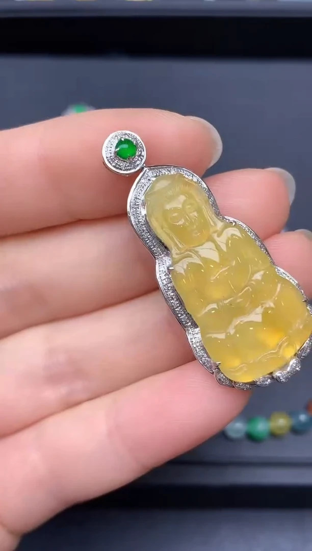 颈饰18K金镶嵌翡翠279-雪姐翡翠天天见