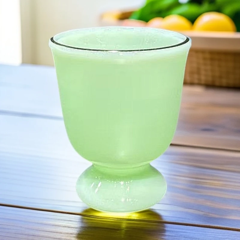 玉瓷酒杯（单个）绿色描金手绘手工