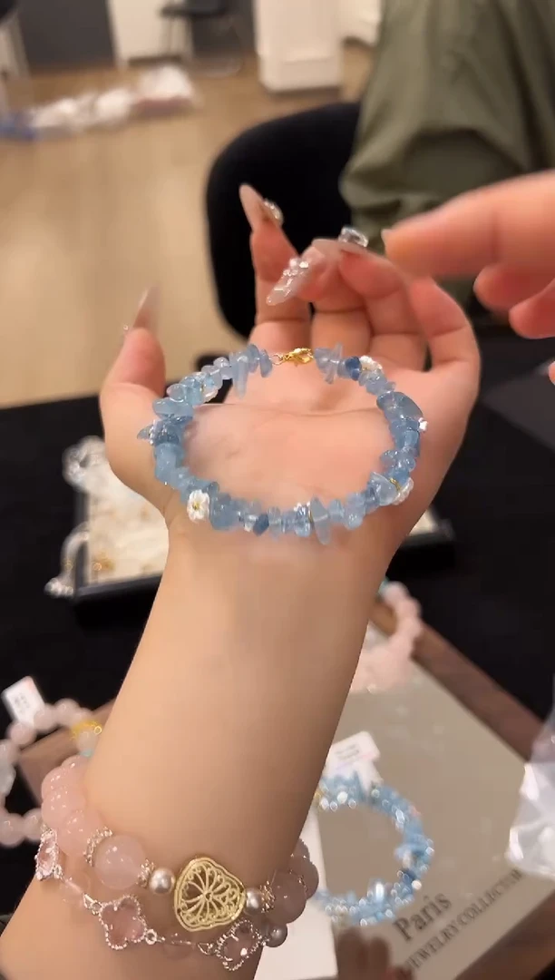 未镶嵌手链水晶海蓝宝碎石设计款手串