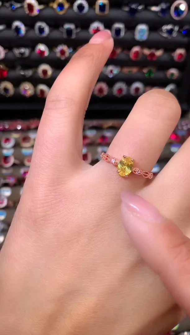 【闪购商品】水晶戒指银S925镶嵌玫瑰金