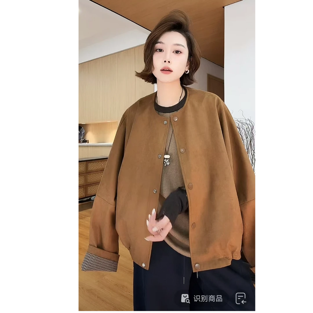 YYOUHAN 2025新款【暮光序曲】撞色格纹内里慵懒风短外套 2508C5224