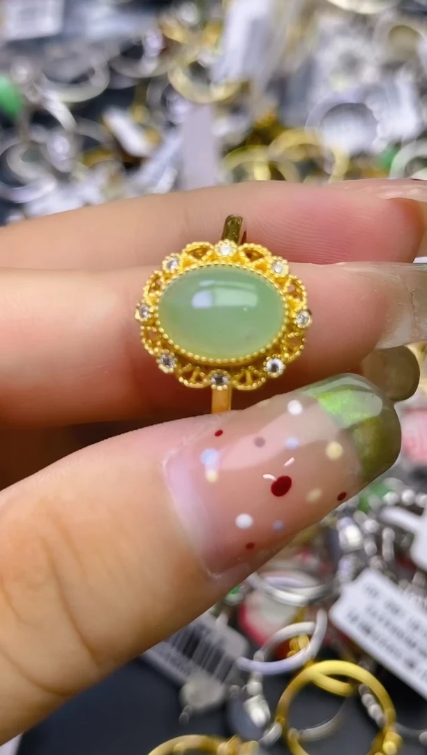 翡翠戒指银S925镶嵌百内无证书