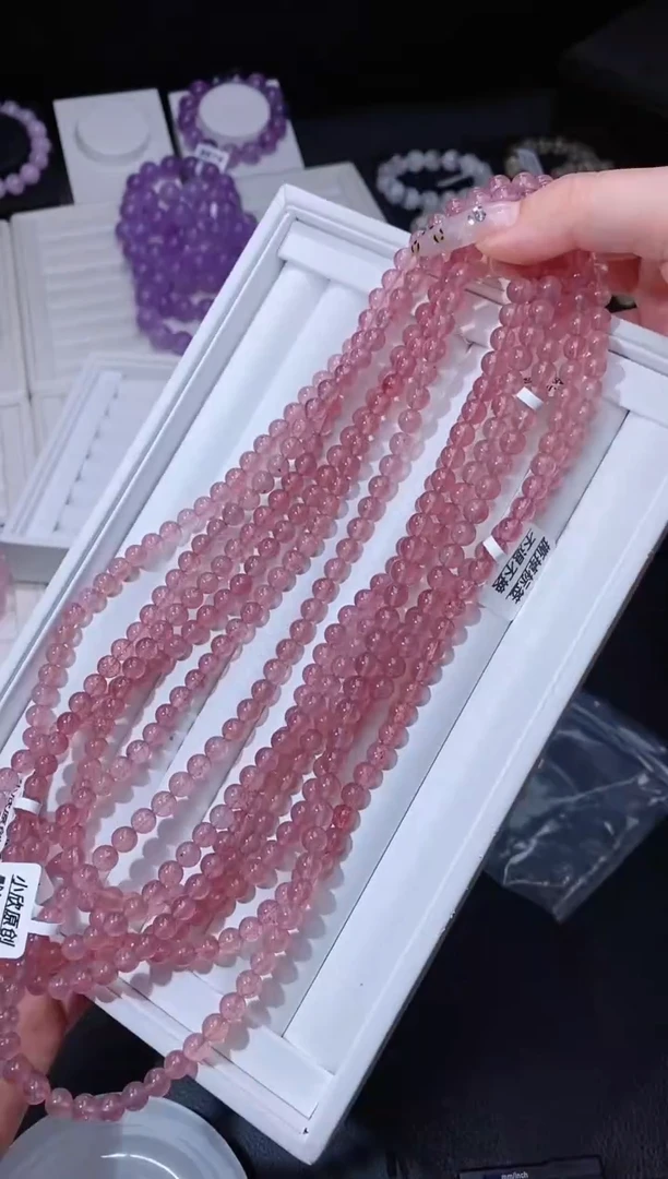 【闪购商品】水晶手链未镶嵌38.67多圈白水体草莓晶手串