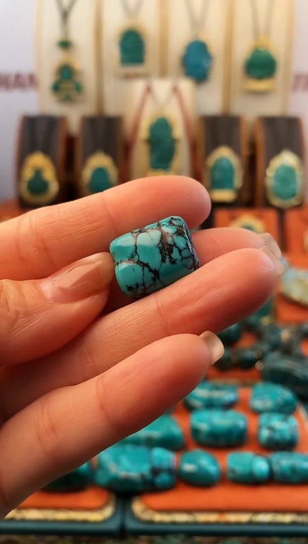 未镶嵌绿松石。网花 单颗  17.6*14.2*7.5mm