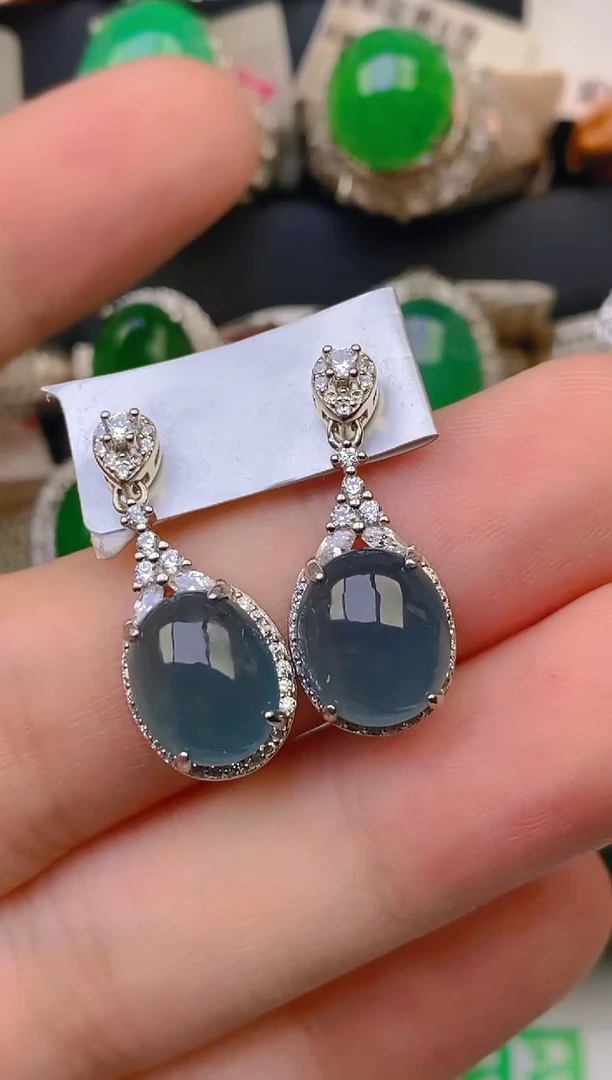 翡翠戒指银S925镶嵌天然