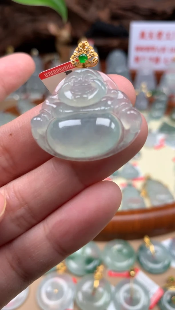 【闪购商品】翡翠颈饰18K金镶嵌佛公