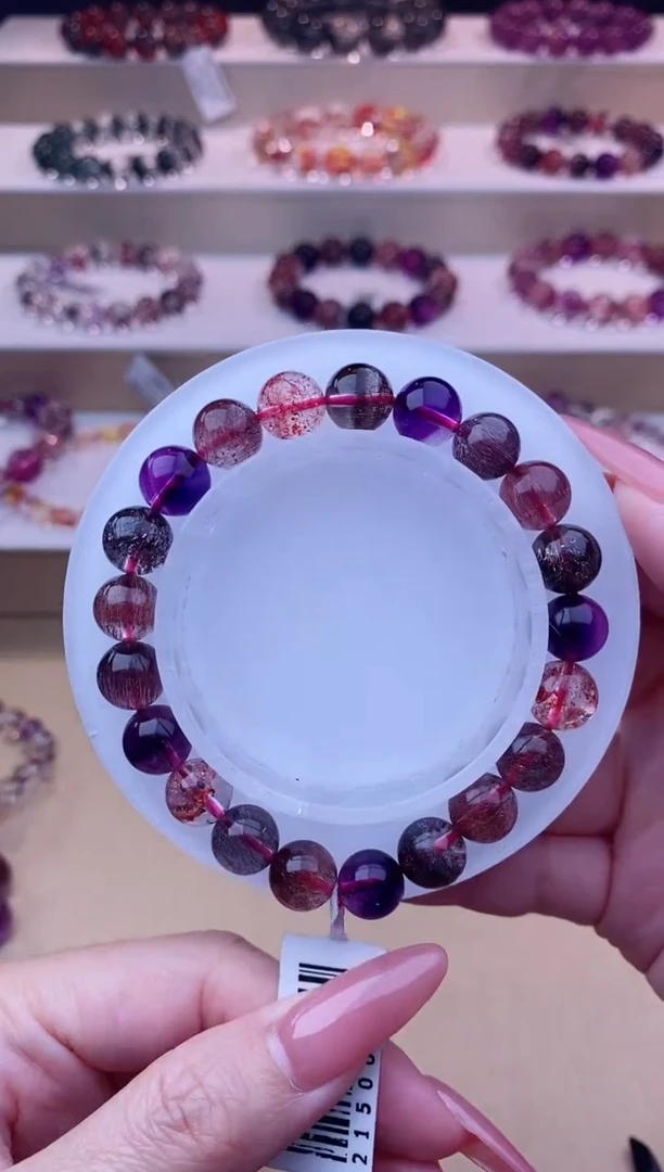 未镶嵌手链水晶黑加仑超七单圈9m+