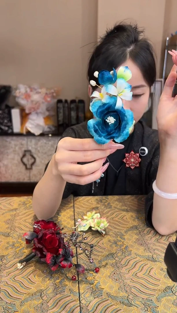 刺绣非遗绒花（发饰）