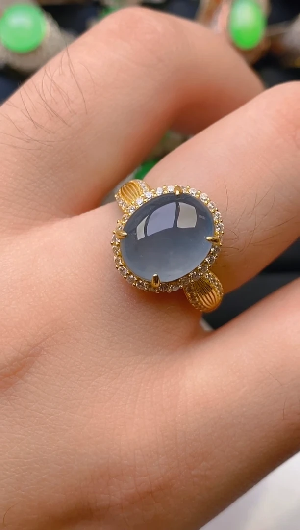 翡翠银S925镶嵌耳饰天然