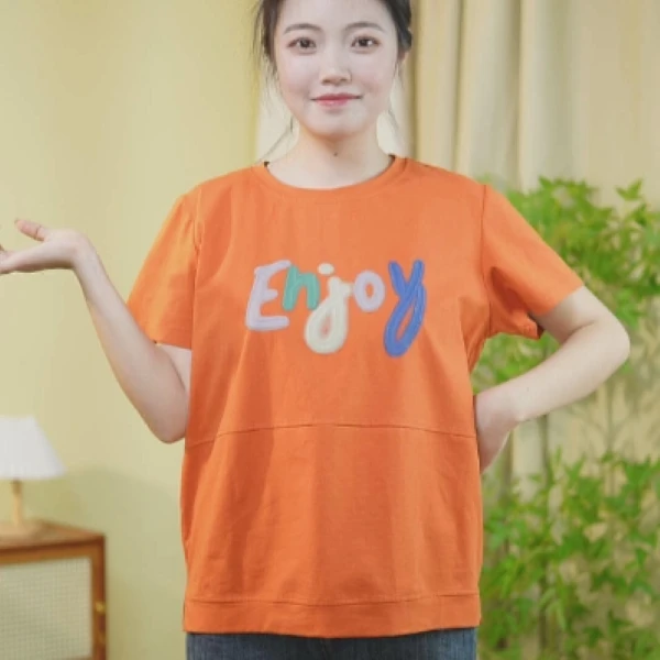 新款夏季女士短袖大码宽松T恤印花字母胖妈妈上衣