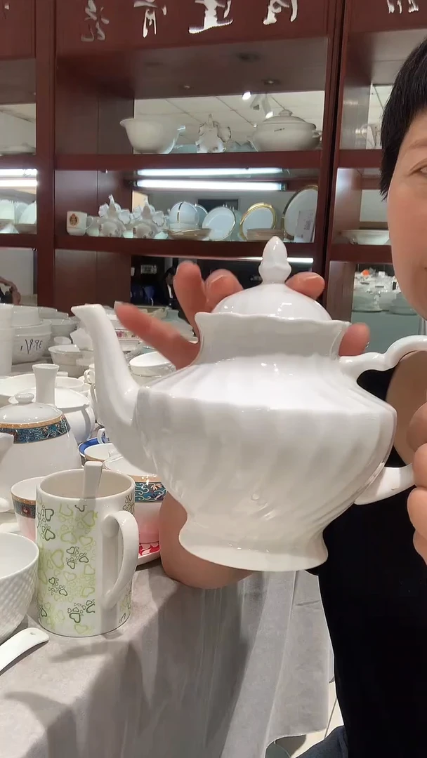 螺纹壶隆达骨质瓷白瓷
