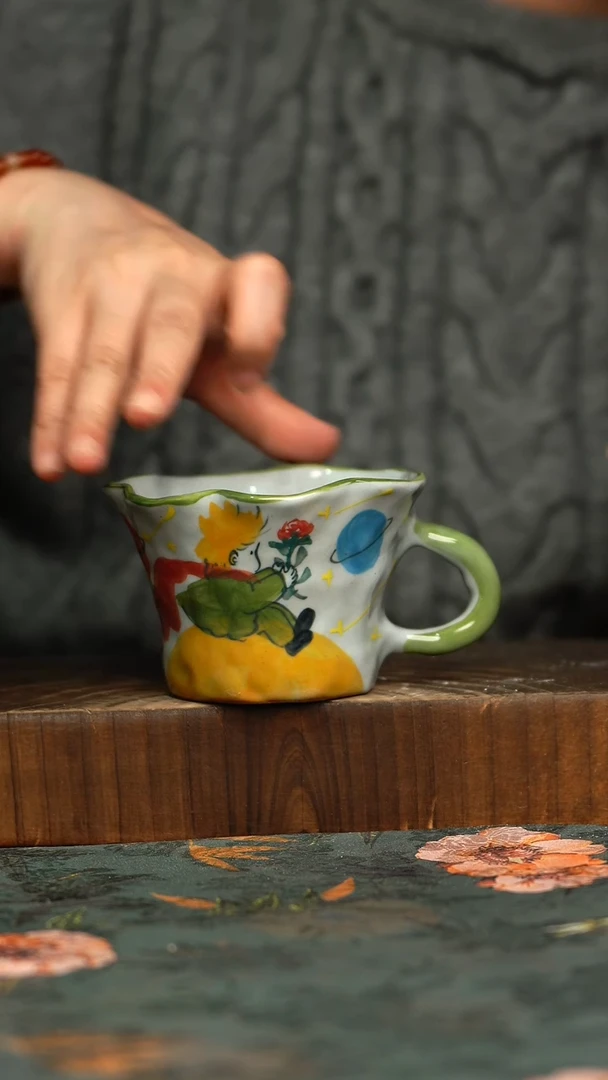 杯釉下彩手工手绘同款陶器