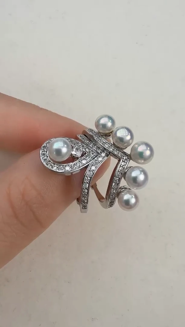 未镶嵌戒指淡水珍珠V字套戒指