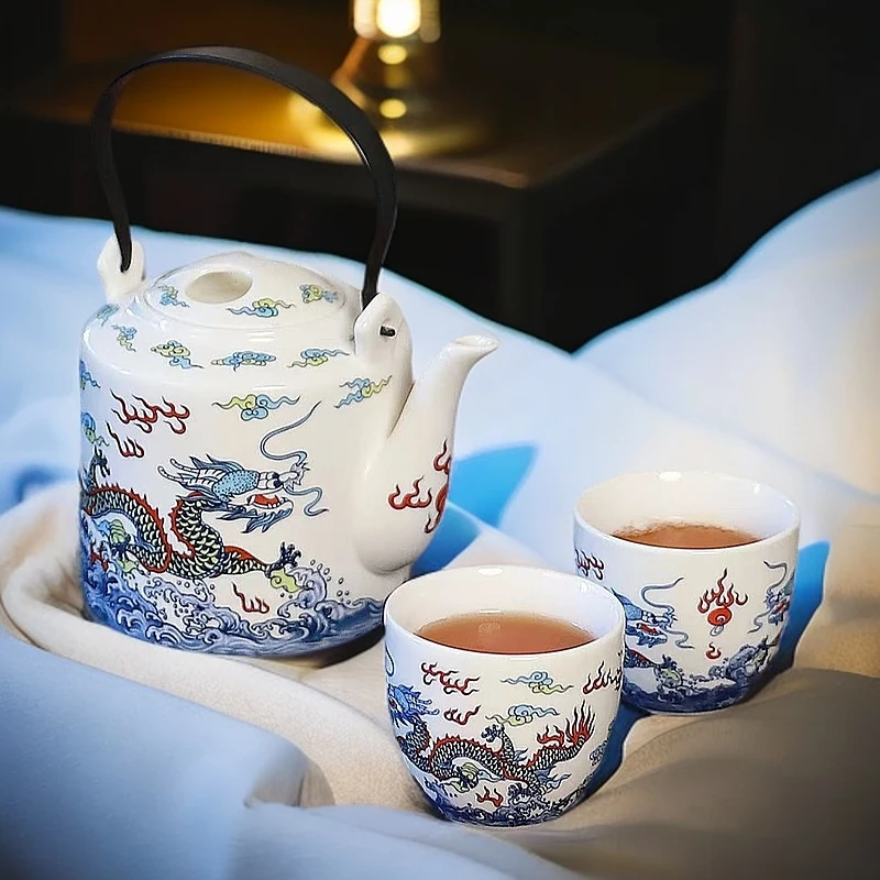 龙腾四海一壶两杯喝茶器具泡茶茶具1115茶壶茶杯提梁壶
