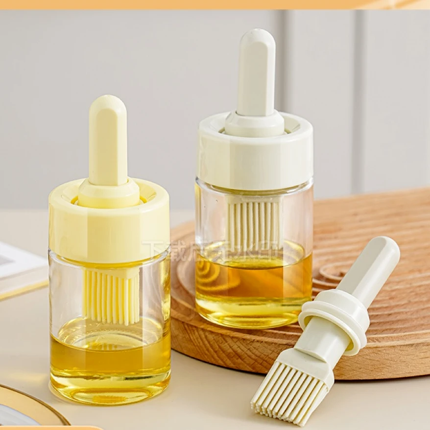 厨房油刷瓶一体玻璃油壶可伸缩烘焙家用烧烤刷按压式神器抹油油刷