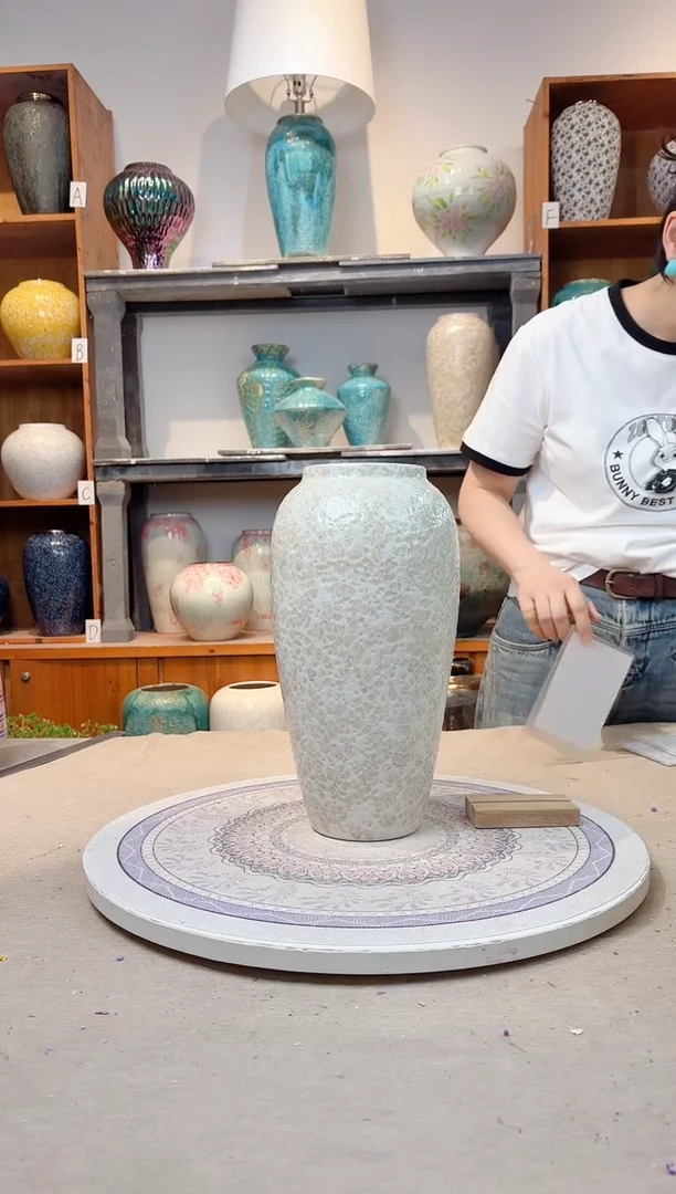 瓶陶瓷花瓶  茶白 大号  正品