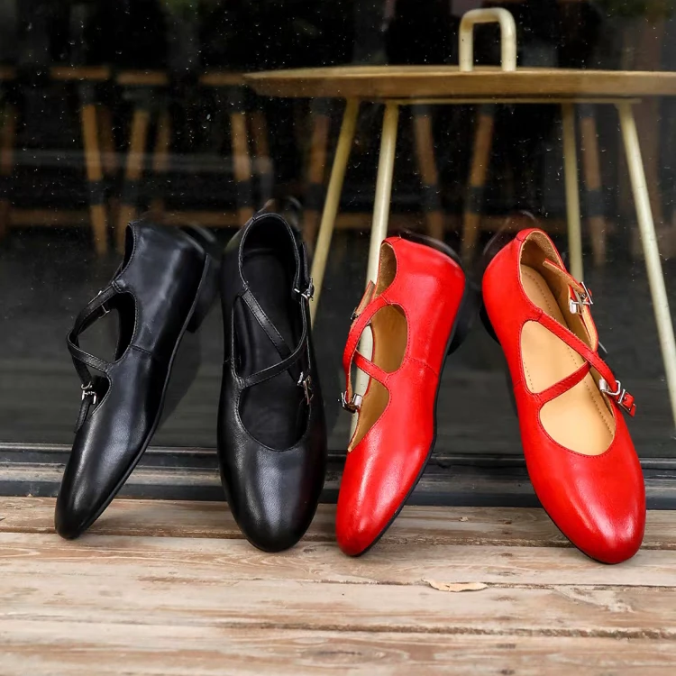 【水洗马皮！头牛内里】拙雅2025春新款平底小单鞋一脚蹬小跟女鞋