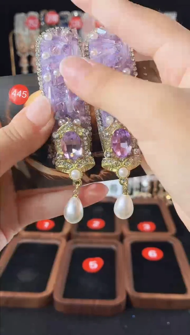 仿水晶铁合金445原创发夹一对