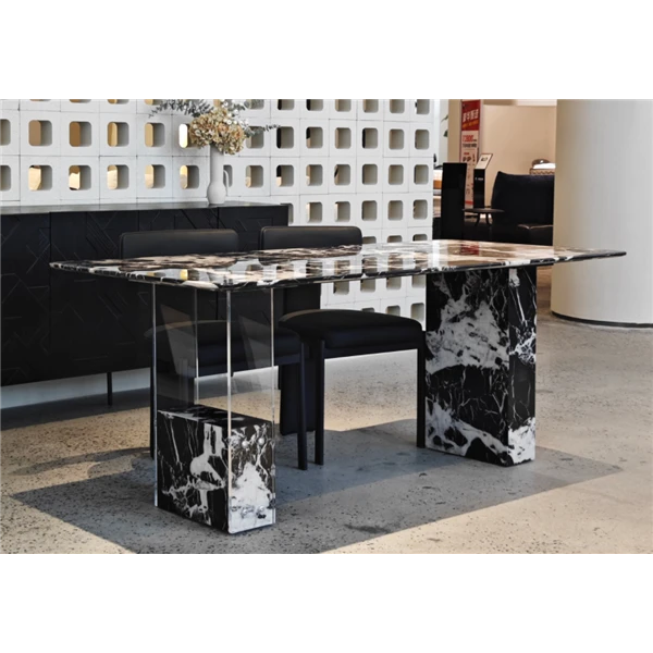 【春哥说家具】清样-PF0-CZ88-宝格丽黑餐桌简约风极简餐桌意式轻奢