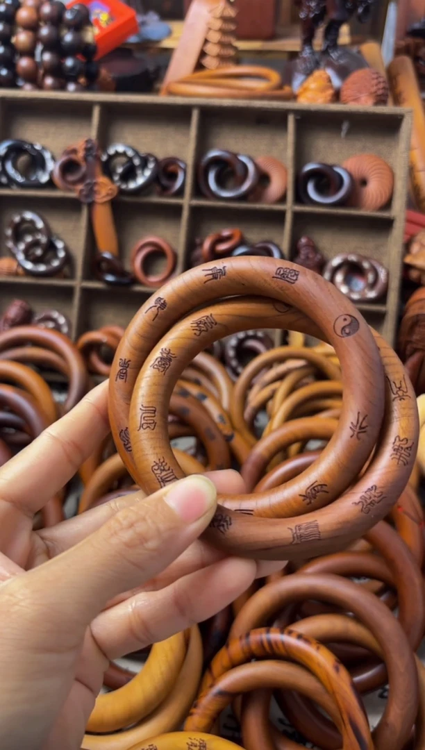 枣木桃木乾坤圈70圈口微瑕一物一拍