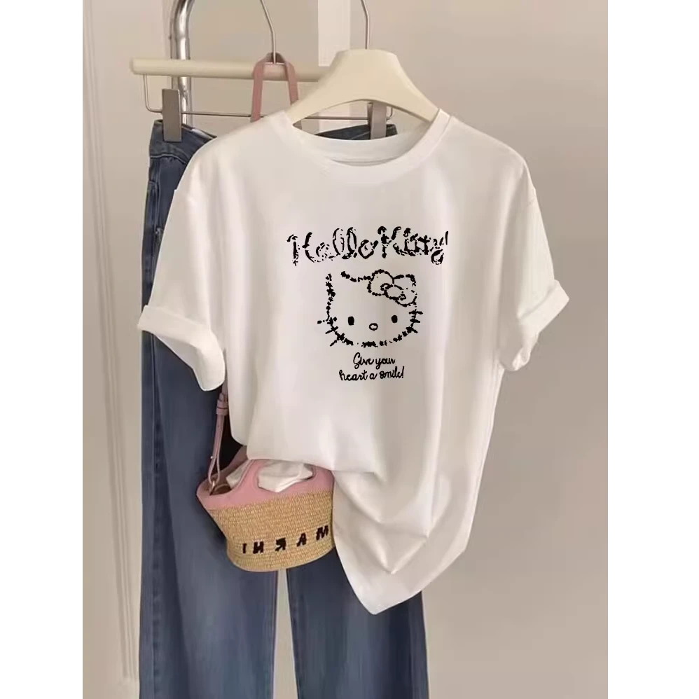 2025新款基础款正肩纯棉短袖t恤女白色时尚百搭休闲洋气夏季上衣