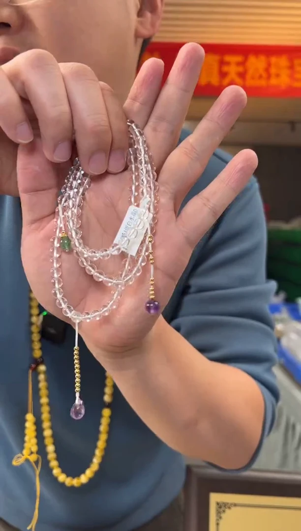 【闪购商品】水晶颈饰银S925镶嵌约6mm天然特A级白水晶圆珠