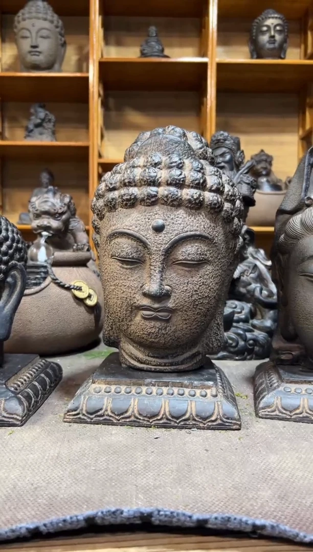 陶土【火山泥】大佛首+莲花底座